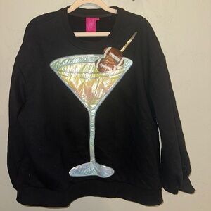 QUEEN OF SPARKLES Black Football Martini Sweatshirt